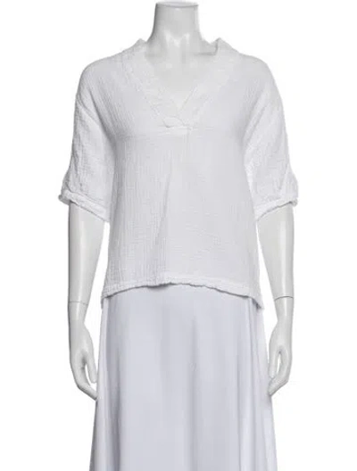Pre-owned Xirena V-neck Short Sleeve Top In White