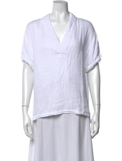 Pre-owned Xirena V-neck Short Sleeve Top In White