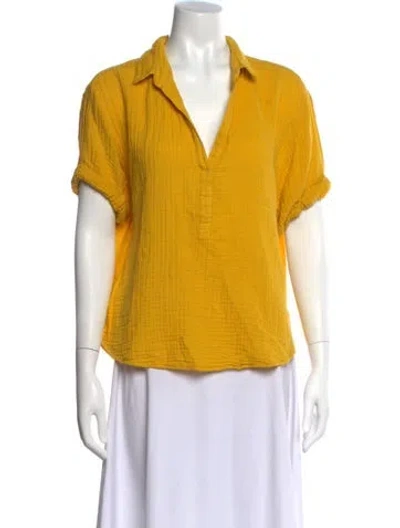 Pre-owned Xirena V-neck Short Sleeve Top In Yellow
