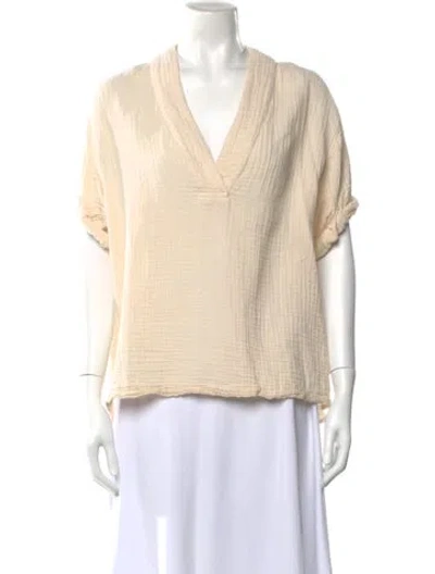 Pre-owned Xirena V-neck Short Sleeve Top In Yellow