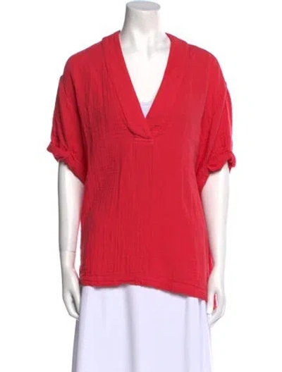 Pre-owned Xirena V-neck Short Sleeve T-shirt In Red