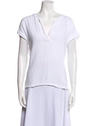Pre-owned Xirena V-neck Short Sleeve T-shirt In White