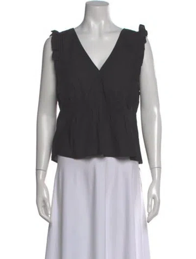 Pre-owned Xirena V-neck Sleeveless Blouse In Black