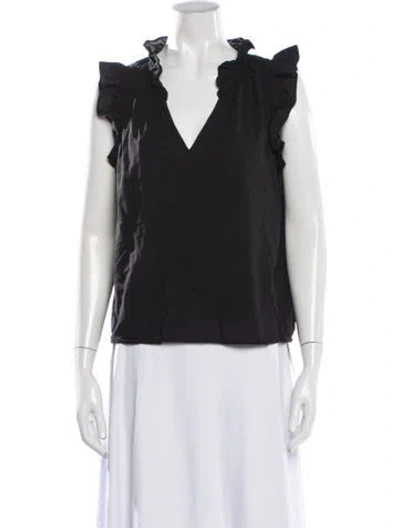 Pre-owned Xirena V-neck Sleeveless Blouse In Black