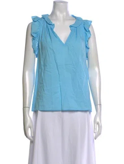 Pre-owned Xirena V-neck Sleeveless Blouse In Blue