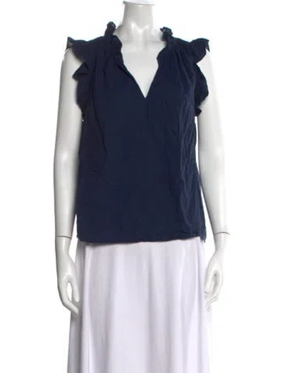 Pre-owned Xirena V-neck Sleeveless Blouse In Blue