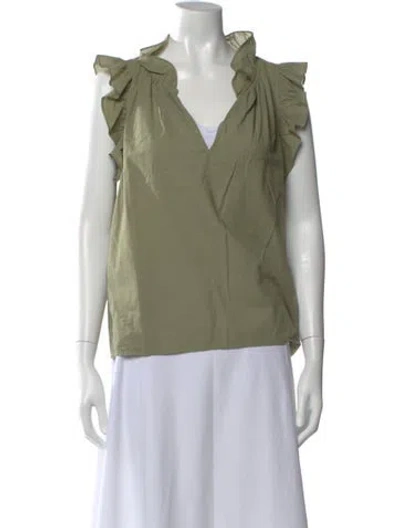 Pre-owned Xirena V-neck Sleeveless Blouse In Green