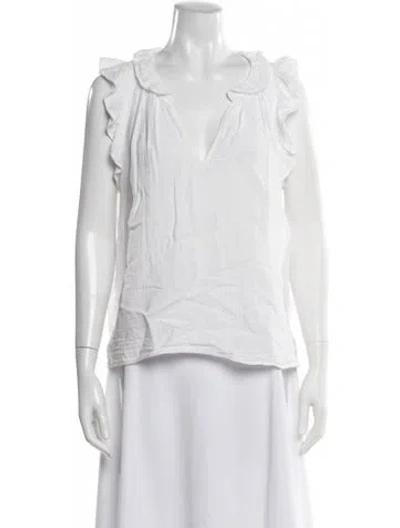 Pre-owned Xirena V-neck Sleeveless Blouse In White