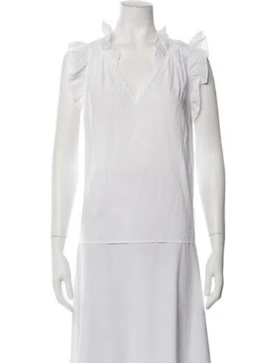 Pre-owned Xirena V-neck Sleeveless Blouse In White