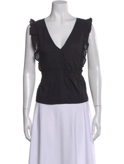 Pre-owned Xirena V-neck Sleeveless Top In Black
