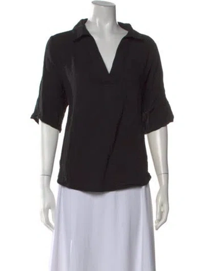 Pre-owned Xirena V-neck Three-quarter Sleeve Blouse In Black