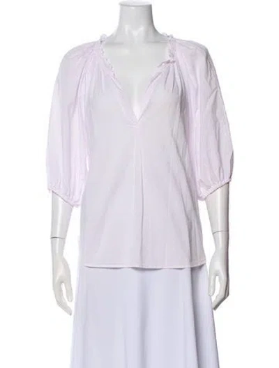 Pre-owned Xirena V-neck Three-quarter Sleeve Blouse In Pink