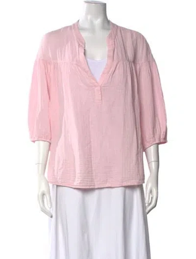 Pre-owned Xirena V-neck Three-quarter Sleeve Blouse In Pink