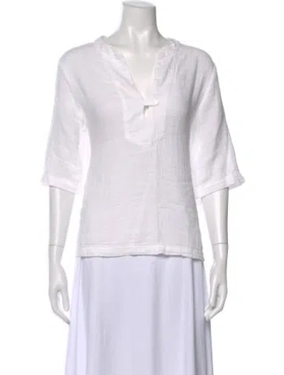 Pre-owned Xirena V-neck Three-quarter Sleeve Top In White