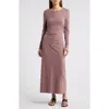 Xirena Xírena Wiley Long Sleeve Maxi Dress In Dark Rose