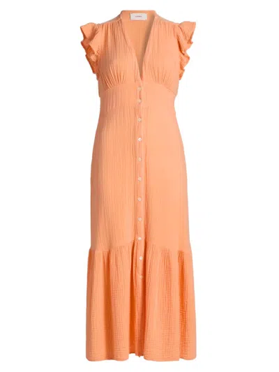 Xirena Women's Davana Cotton Button-front Midi-dress In Orange