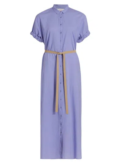 Xirena Linnet Belted Cotton Maxi Shirtdress In Dark Peri