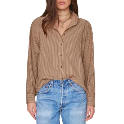 Xirena Women's Serafina Shirt In Stripe In Brown
