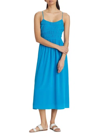 Xirena Women's Stylla Ruched Silk Midi-dress In Blue