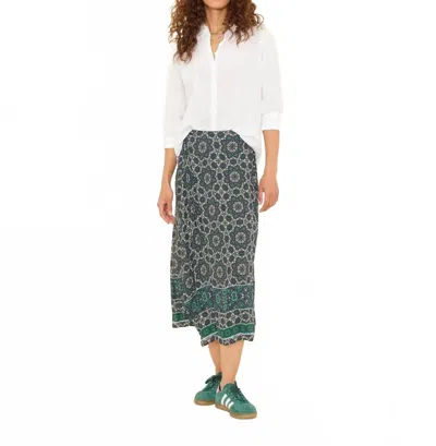 Xirena Yana Faux Wrap Skirt In Navy Tile In Green