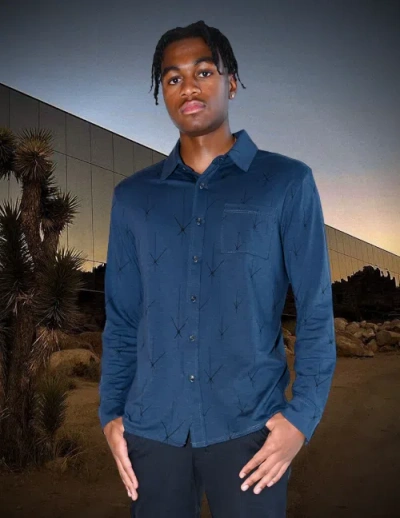 Xivi Ls 11:06 Printed Button Up In Blue