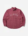 Xlarge Men S Patch Logo Plaid Shirt Burgundy In Red