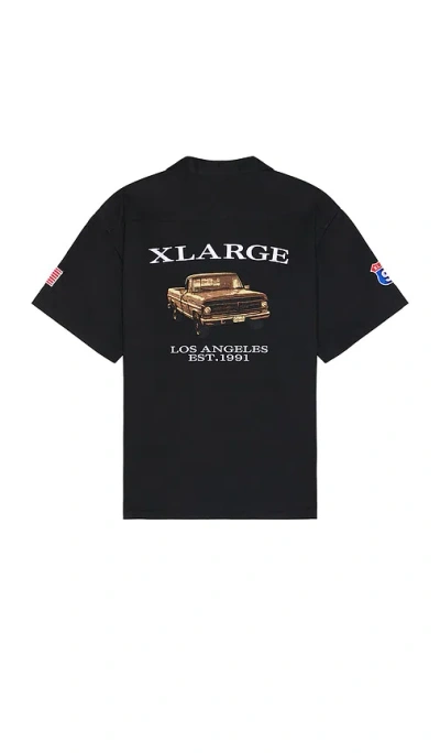 Xlarge Old Pick Up Truck Short Sleeve Work Shirt In Black