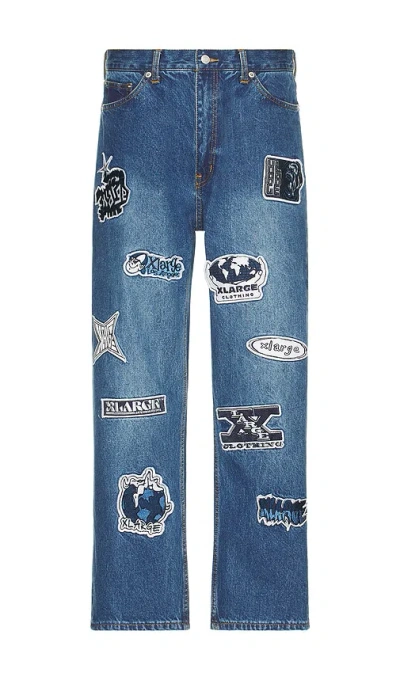 Xlarge Patched Denim Pants In Blue