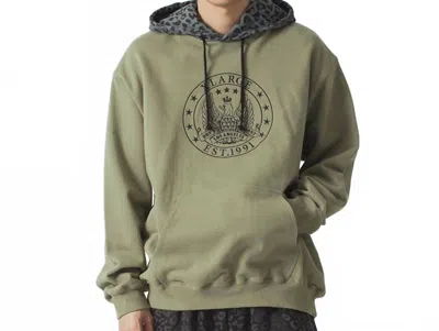 Xlarge Pattern Blocked Hooded Sweatshirt In Olive In Green