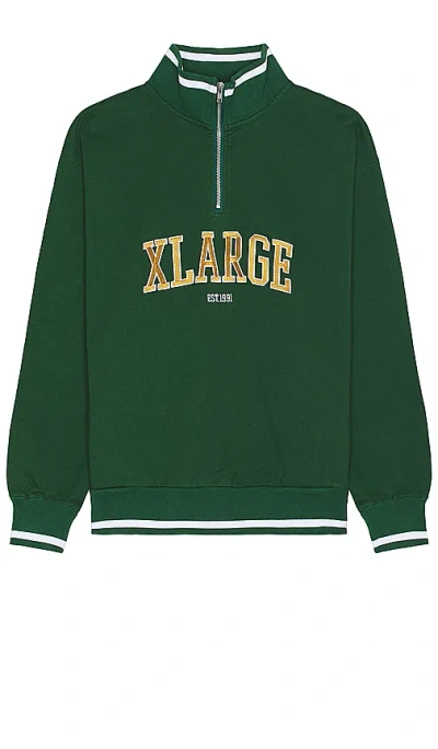Xlarge Striped Rib Half Zip Sweatshirt In 绿色