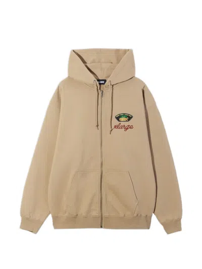 Xlarge Zip-up Embroidered Hoodie In Brown