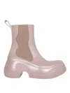 Xocoi Mid Rubber Ankle Boots In Brown