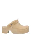 Xocoi Flocked Mules In Beige