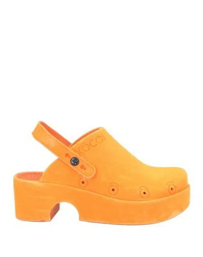 Xocoi Woman Mules & Clogs Orange Size 7 Textile Fibers In Orange