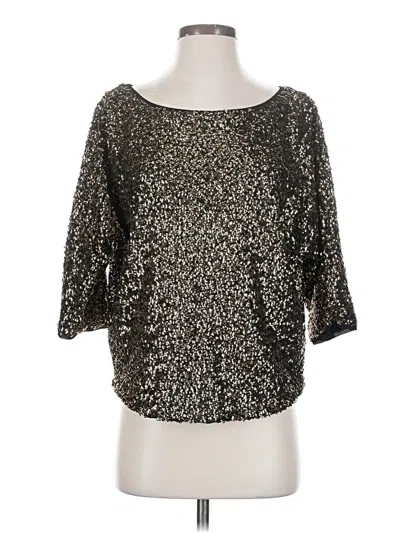 Pre-owned Xoxo 3/4 Sleeve Top Silver Metallic Pattern Boatneck Tops