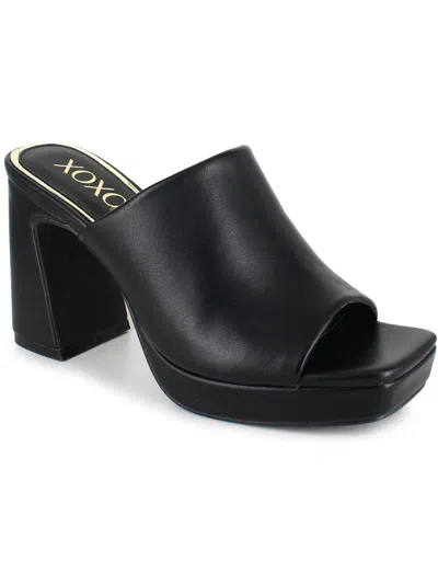 Xoxo Adelisa Womens Slip On Square Toe Platform Sandals In Black
