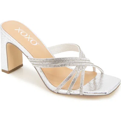 Xoxo Fanny Rhinestone Strap Slide Sandal In Silver Snake