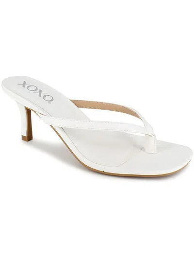 Xoxo Gem Womens Faux Leather Open Toe Pumps In White