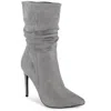 Xoxo Genevie Womens Pull On Pointed Toe Booties In Grey