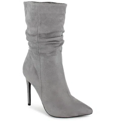 Xoxo Genevie Womens Pull On Pointed Toe Booties In Grey