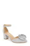 Xoxo Kacee Rose Ankle Strap Pump In Silver Lurex