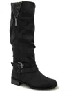 XOXO MAYNE WOMENS FAUX LEATHER MID-CALF BOOTS