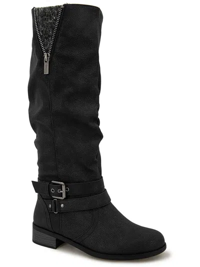 Xoxo Mayne Womens Faux Leather Mid-calf Boots In Black