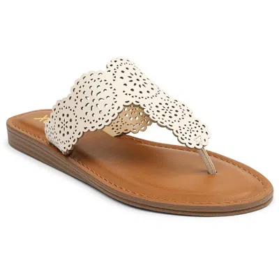 Xoxo Rally Womens Slip On Perforated Flip-flops In White