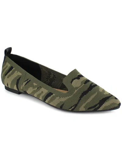 Xoxo Vanya Womens Pointed Toe Slip-on Ballet Flats In Green