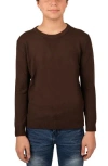 X-ray Kids' Xray Basic Crew Neck Sweater In Dark Brown