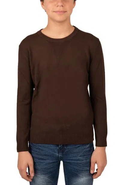 X-ray Kids' Xray Basic Crew Neck Sweater In Dark Brown