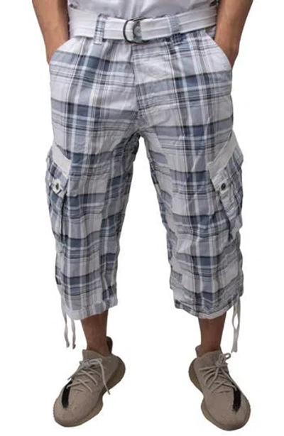 X-ray Xray Belted Cargo Shorts In Plaid Blue/white