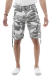 X-ray Belted Double Pocket Cargo Shorts In White Camo