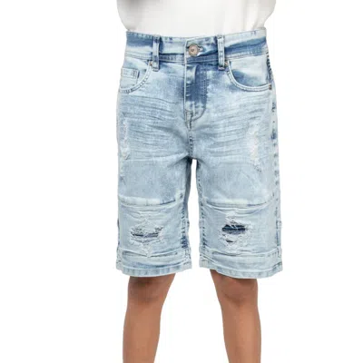X-ray Boys Slim Fit Washed Biker Short In Blue